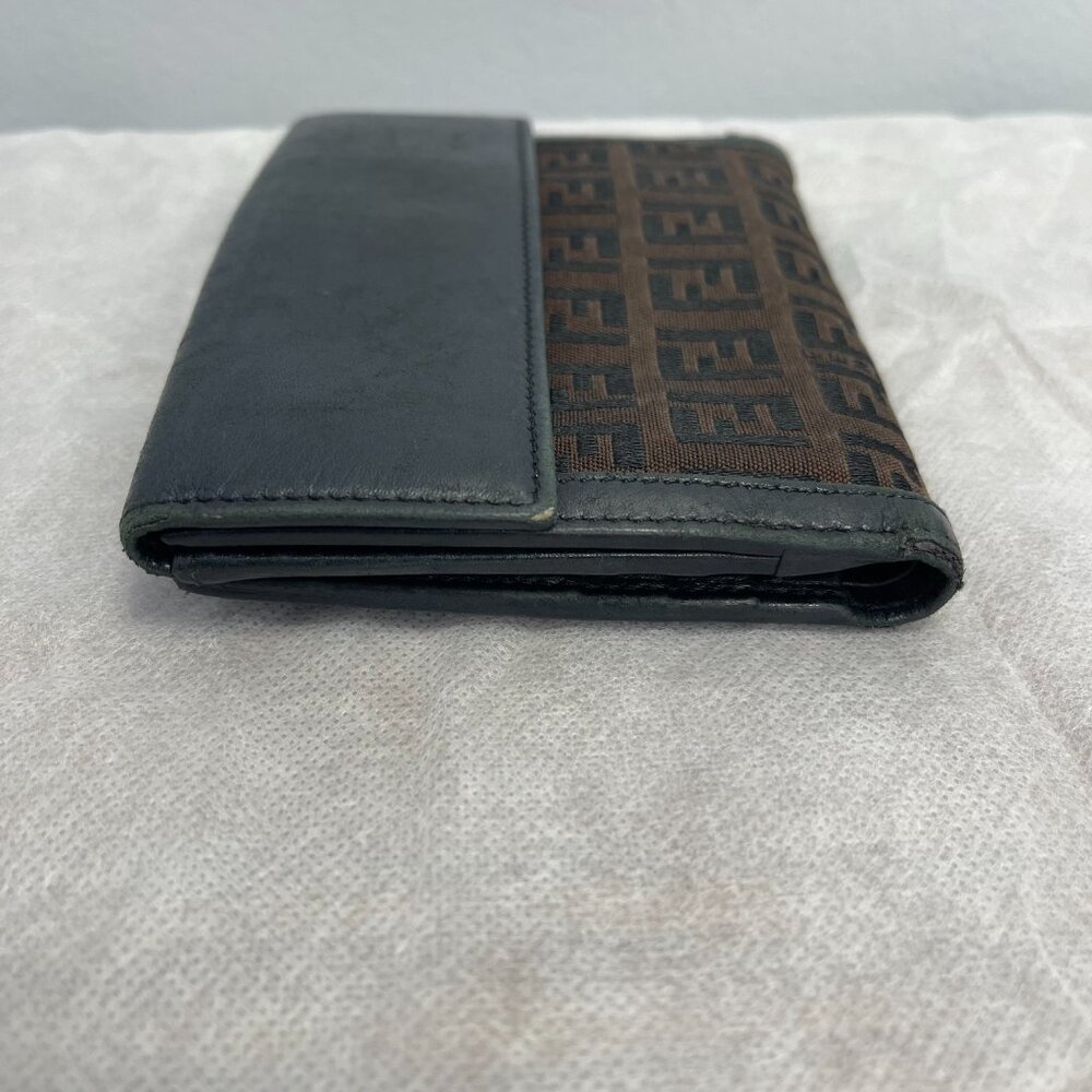 FENDI Zucchino Jacquard Fabric and Leather Bi-fold Wallet - Preowned - Picture 7 of 10